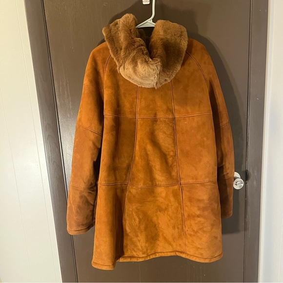 Vintage Maxima Faux Suede Leather Jacket Faux Fur Lining Pockets Heavy Brown XS - Picture 3 of 11